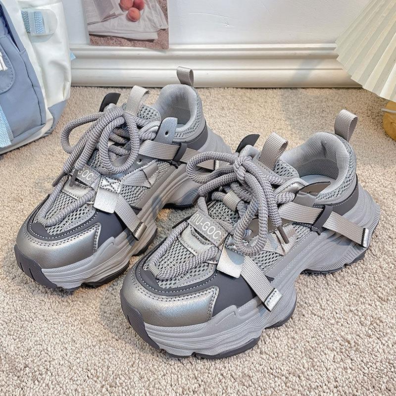 Mesh dad shoes women's platform muffin autumn new versatile small height increase casual women's shoes