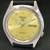 JAPAN 7019A VINTAGE SEIKO 5 AUTOMATIC MENS GOLDEN COLOR DIAL WATCH a701382-5 R206a-a701382