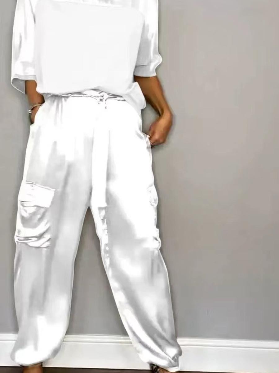 New Outward Bound Fashion Women s Solid Smooth Satin Half Sleeve Casual Set S