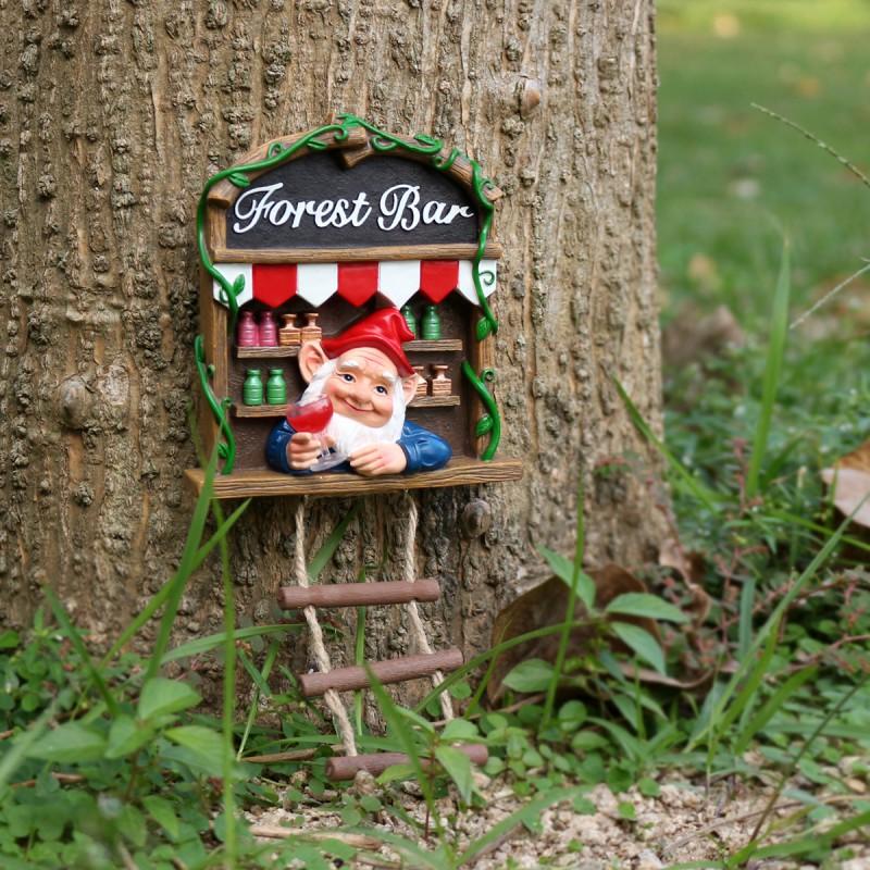 Resin Garden Gnome Ornament Tree Trunk Decoration Forest Bar Theme Cute Figurine Outdoor Yard Decor