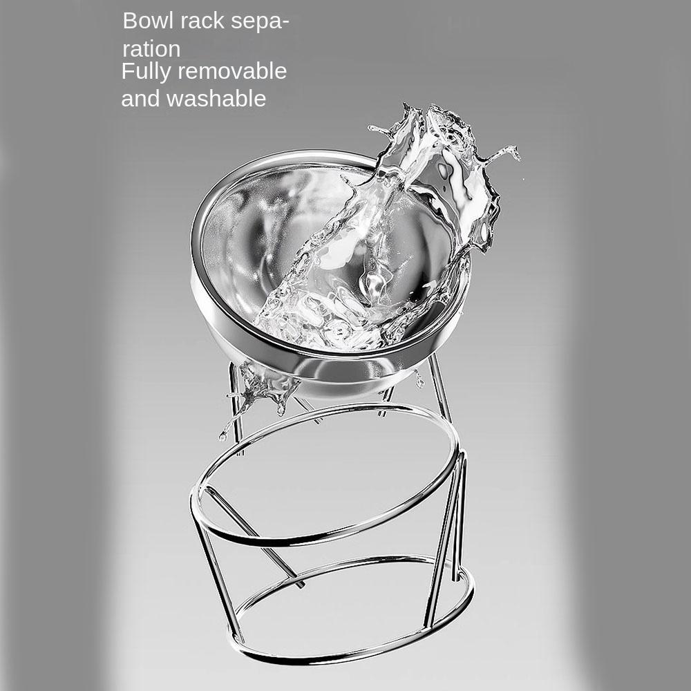 Pet Neck Protection Stainless Steel Cat Bowl High Foot with Stand Cat Water Bowl Drinking Bowl Slanted Mouth 16 Degree Tilting