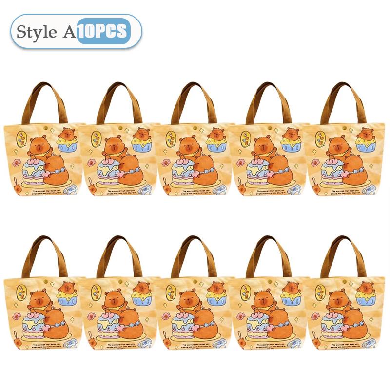 1-20PCS Cartoon Canvas Bag Novelty Tote Bag Kapibara Inner Daily Large Capacity Shoulder Bag Cartoon Capybara Kawaii Hand Bags