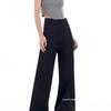 Autumn Black Wide-Leg High-Waist Pants for Plus Size Women