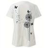 European sizes Dandelion & Butterfly Print T-Shirt, Casual Crew Neck Short Sleeve Top For Spring & Summer, Women's Clothing