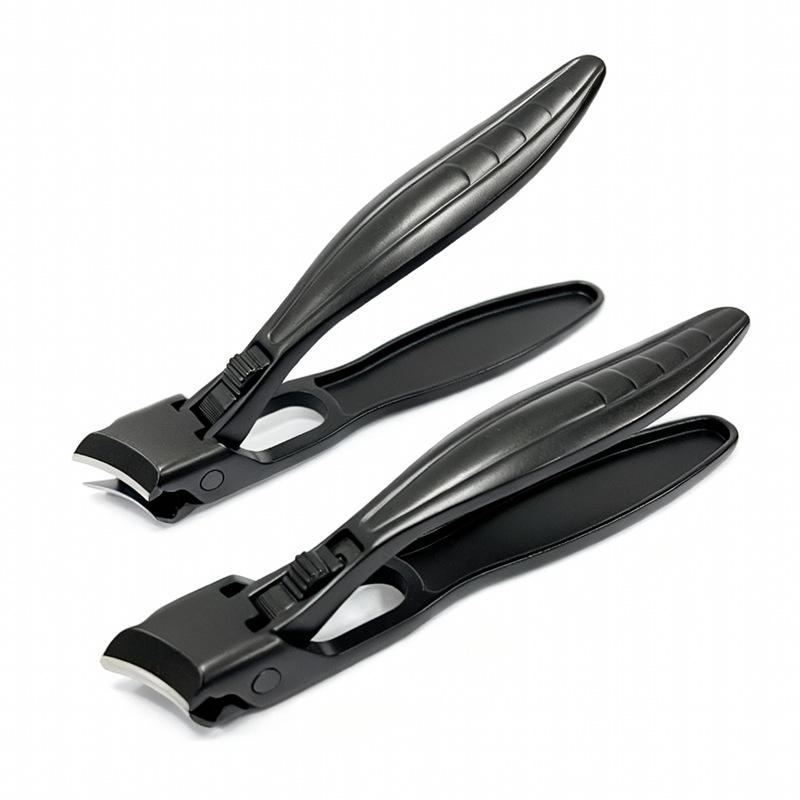 Slanted Edge Safety Nail Clippers with Lock, Large Opening, Round Tip, Anti-Splash, Stainless Steel