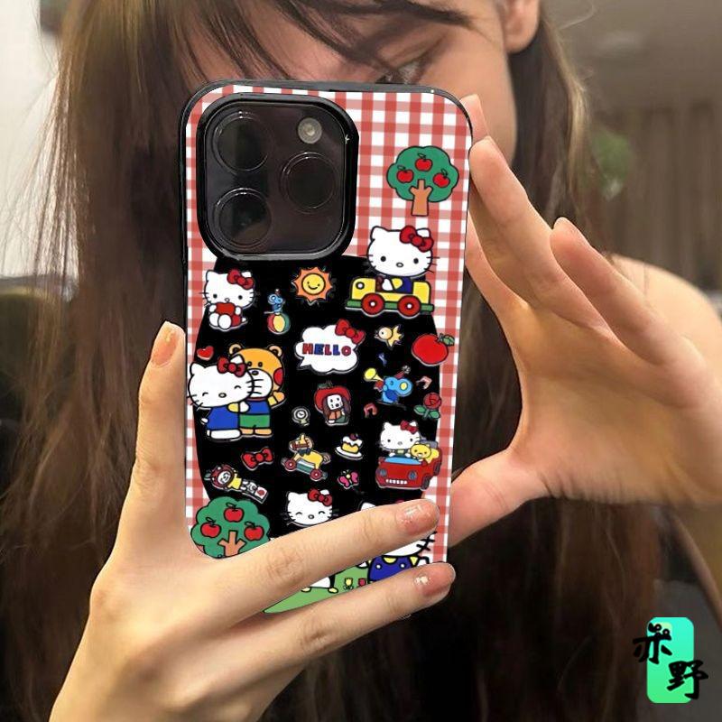 Niche mobile phone case red plaid Hello Kitty iphone11promax Apple 11/11 protective case non-slip