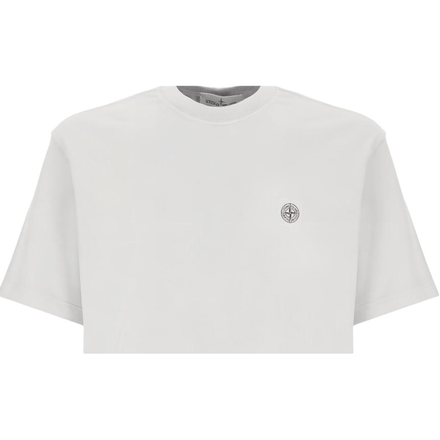 Stone Island Badge Crew Neck Short Sleeve T-Shirt Men Tops White K1S152100034S0115-V0041