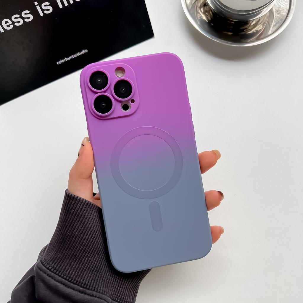 Luxury Wireless Charge Gradient Pattern Phone Case For iPhone 15 11 12 13 14 Pro Max Plus Soft Magnetic Silicone Cover