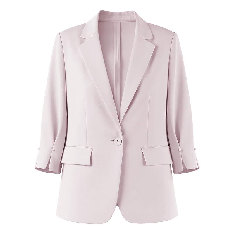 

Women s Minimalist 3/4 Sleeve Lapel Blazer M