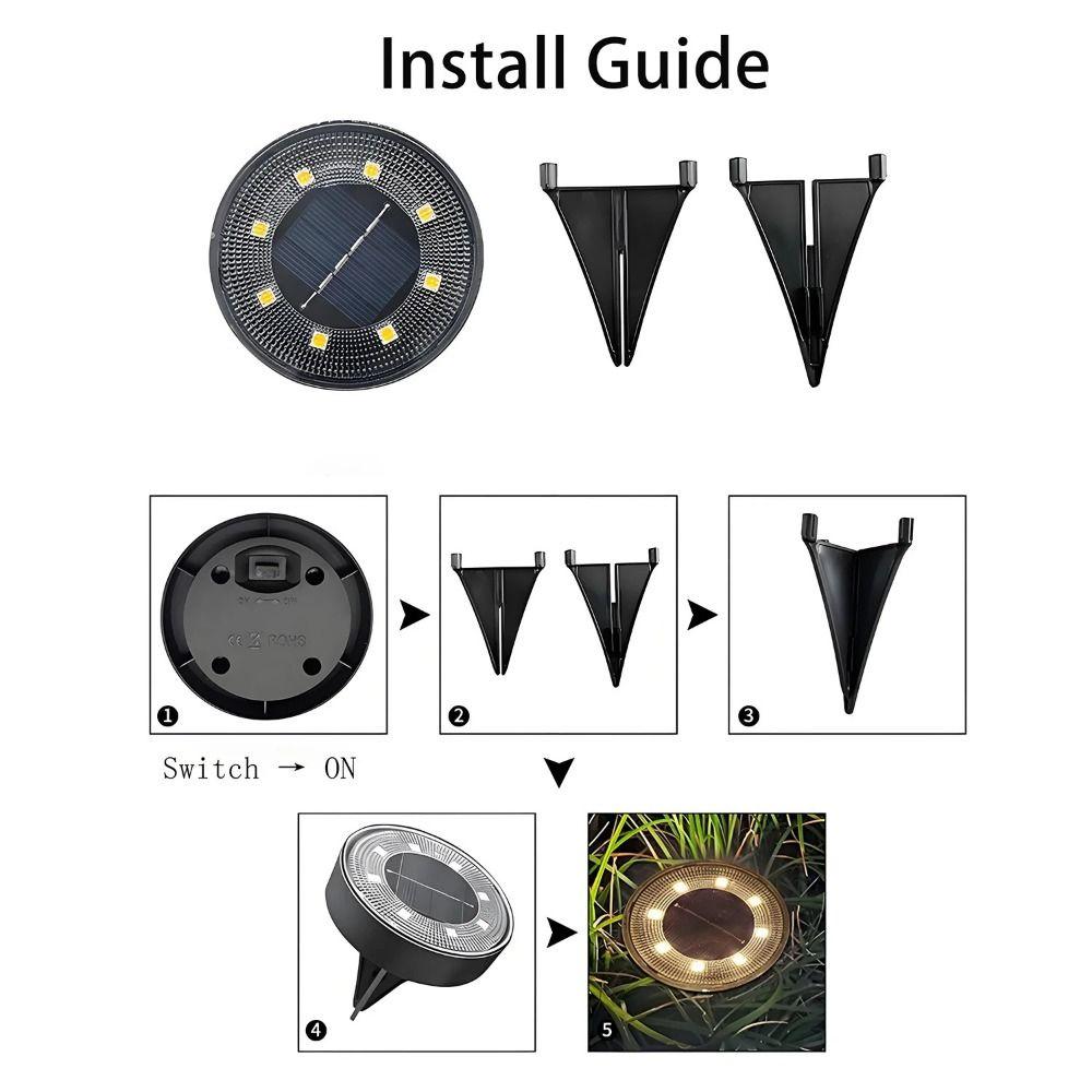 2Pcs Super Bright Solar Buried Lights Solar Power Lawn Lamp Path Deck Lights  Garden