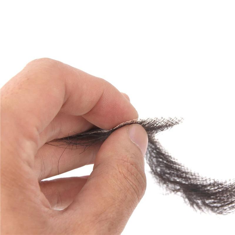 100% Human Hair Beard Lace Mesh Beard Shallow Short Realistic Fake Moustache For Men Makeup Facial Hair Hand Made By Invisible