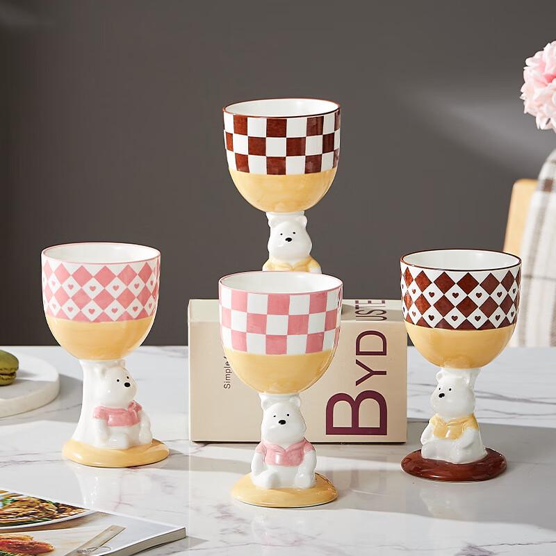 Bai Zi En H38 Little Bear Hand-painted Ceramic Goblet