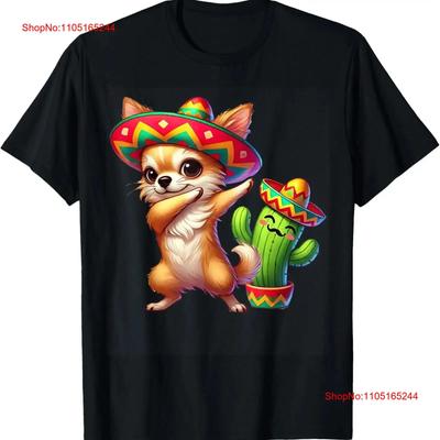 Chihuahua Sombrero Cinco De Mayo Mexican Cactus Kids Cute T Shirt Vintage Slightly Top For Everyday Wear
