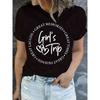 Women'S "'S Trip" Graphic T-Shirt - Black Casual Short Sleeve Tee with Heart  City Scape Design, Spring & Summer Outfits