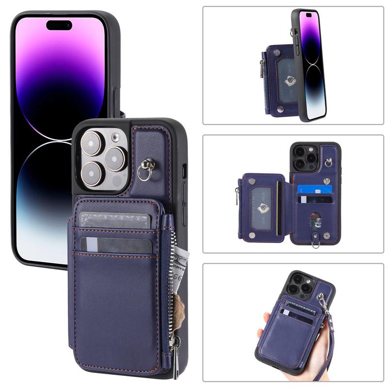Capa de telefone de couro com cordão para iPhone 15 Pro Max 14 Plus para Samsung Galaxy S23 Ultra S22 Pro S21 A54 A14 A53 A13 capa de pulso com corda flip
