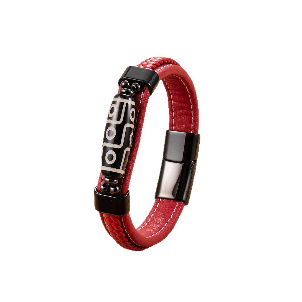 2026 Magnet Buckle Leather Bracelet Tibetan Nine-eye Rope Bead Bracelet Men's and Women's Hand-woven Ethnic Style Bracelet