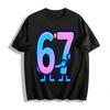Cute Number 67 Print Kids Adults Casual Crew Neck Short Sleeve Tops Pure Cotton T-shirt