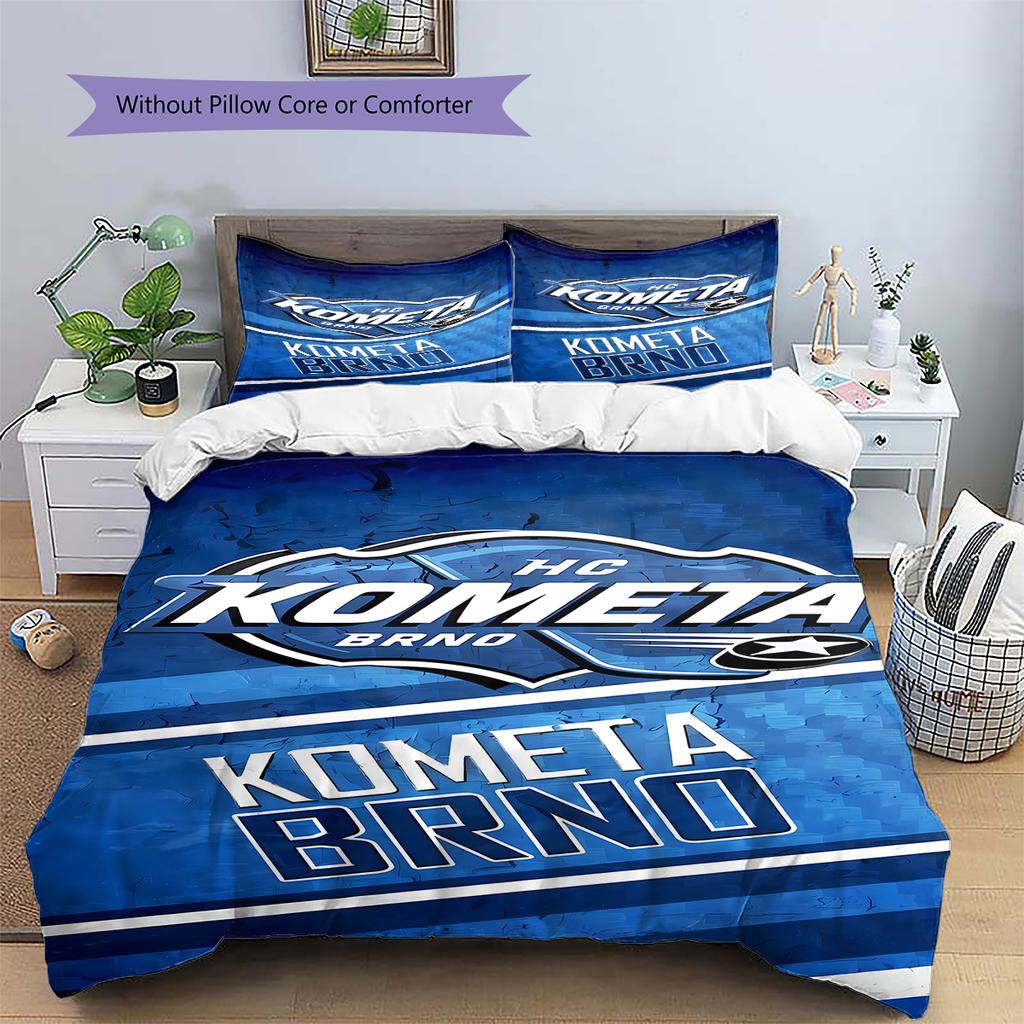 HC Kometa Brno Vzorované povlečení, Sada přikrývky Povlak na přikrývku Povlak na polštář Domácí Dárek k narozeninám (1 * povlak na peřinu + 2 * povlak na polštář, bez jádra)