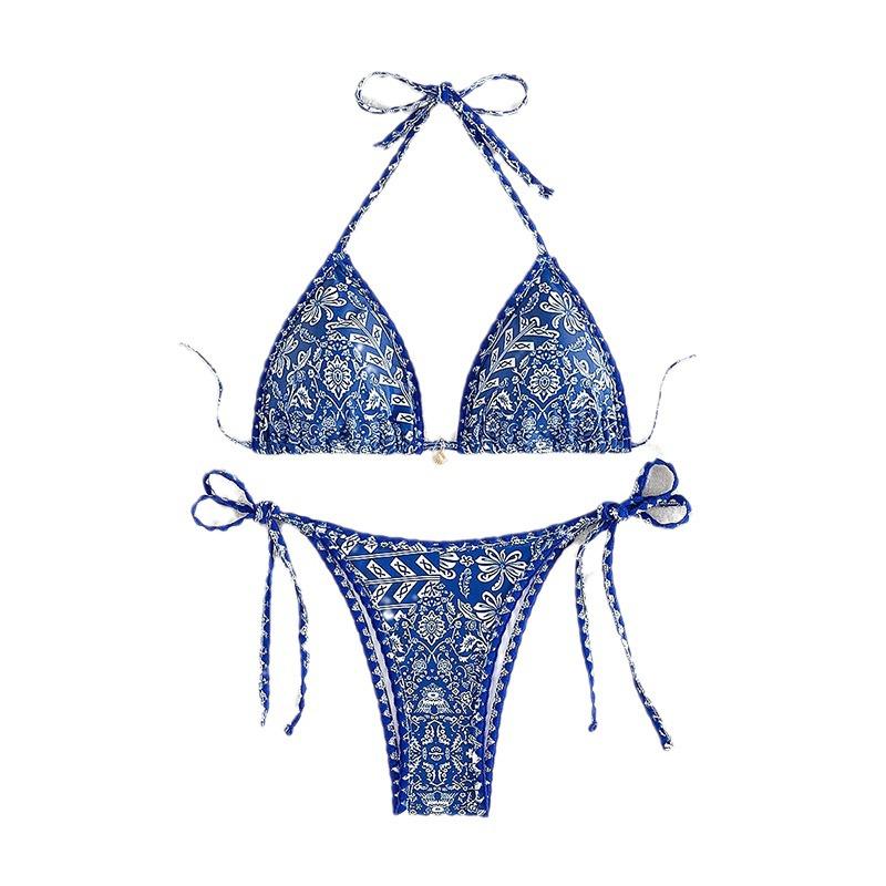 Huludao 2024 Halter Neck Printed Bikini - Trendy Beach Swimsuit for Women