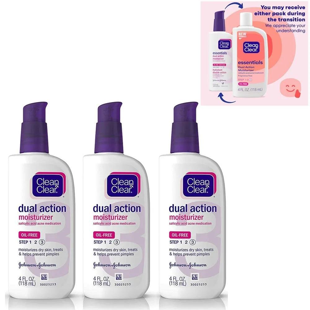 Set of 3 Dual Action Clean & Clear Dual Action Moisturizing Lotion 118ml Clean Clear Essentials Facial Moisturizer