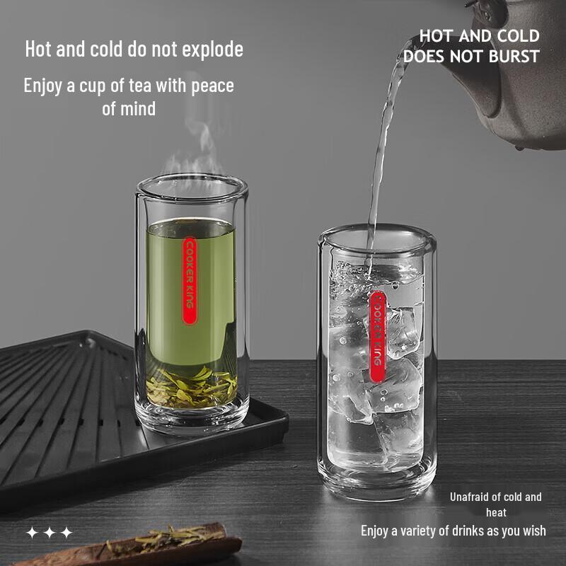 COOKER KING High Borosilicate Double-Layer Tea Infuser Glass Mug Set