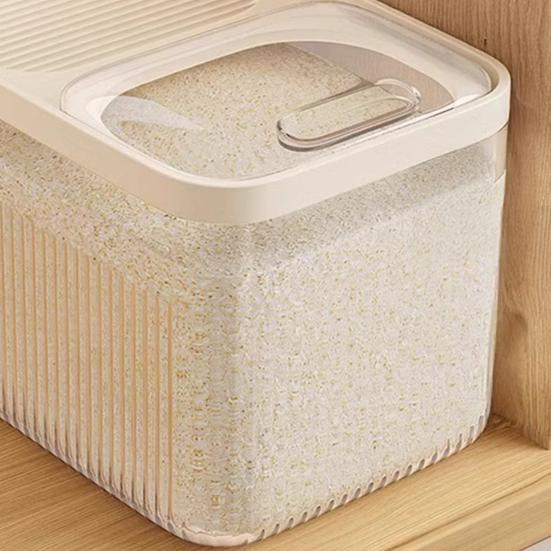 Household Rice Bucket with Measuring Cup Large Capacity Airtight Rice Storage Container with Push-Pull Seal Cover Moisture And Insect