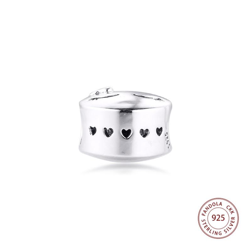CKK Fits Europe Bracelet Argent 925 Sterling Silver Cerise Glitter Enamel Kiss Charms Beads for Jewelry Making