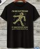 Black Electrician Skeleton Humor T-Shirt ‘Shut The Main Breaker Off’ Graphic Casual Tee for Electric Enthusiasts Trendy Outfits