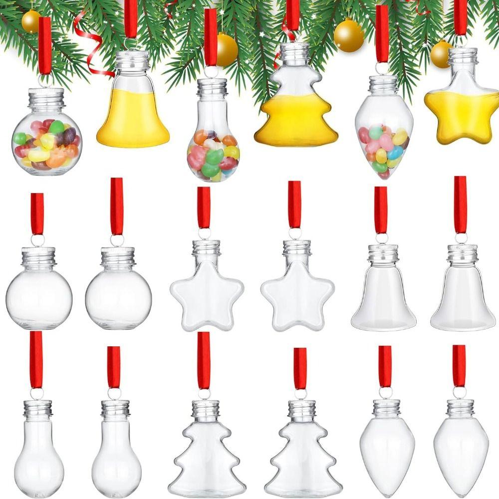 50ml Capacity Christmas Tree Ornaments Fillable Clear Plastic Ornaments Xmas Decor