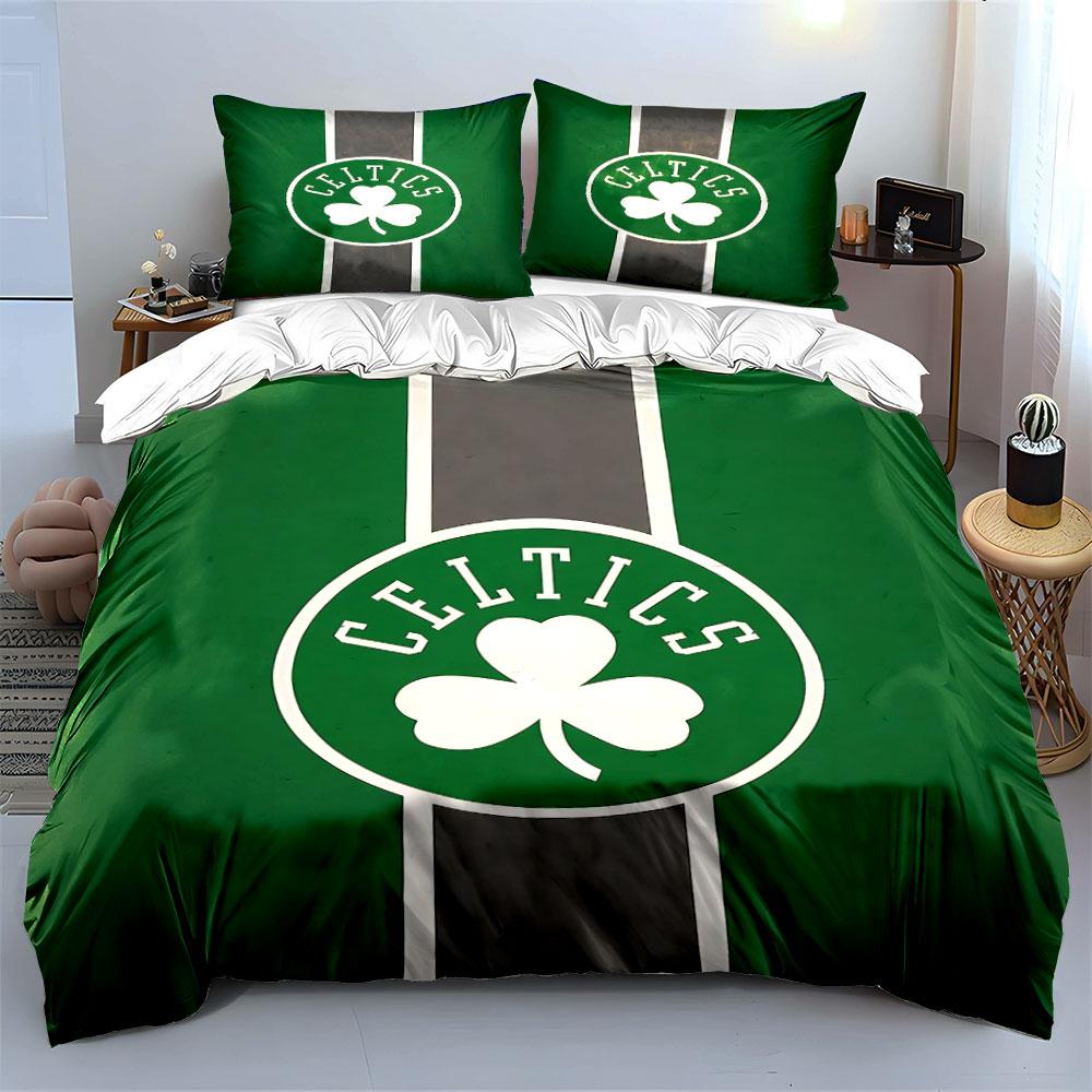 Set Biancheria da Letto Logo Celtics Verde Copripiumino Copripiumino Federe (1 * Copripiumino 2 * Federe, senza piumino)