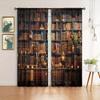 2pcs Middle Ages Bookcase Printed Curtain - Artistic Home Decoration Curtains, All Season Decorative Curtains