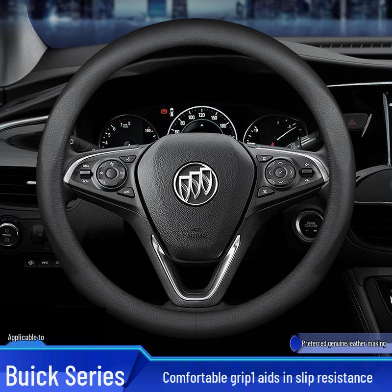 Genuine Leather Steering Wheel Cover for Buick: Regal, LaCrosse, Verano, Envision S, Enclave, Encore, GL6