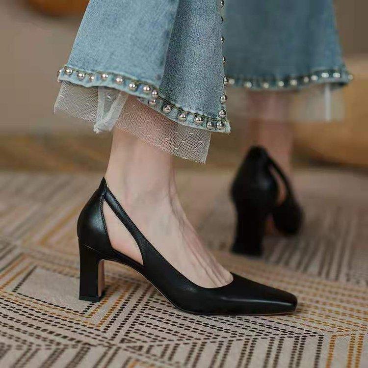European Style Shallow Shoes For Women Leather High Heels Pumps Female Calssic 2026 Spring Wedding Party Women'S Shoes