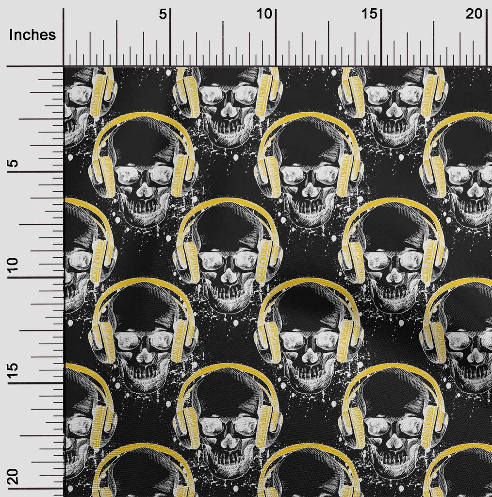 oneOone Cotton Flex Green Fabric Skull Craft Projects Decor Fabric Printed By The Yard 40 Inch
