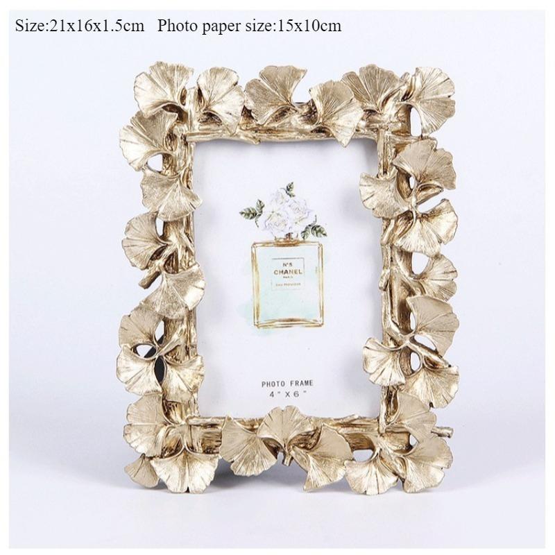 

Light luxury creative gold ginkgo biloba photo frame decoration Nordic wedding photography picture frame gift delivery ornament золотий
