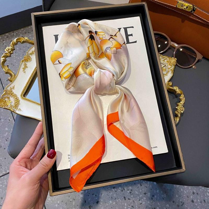 70cm Square Silk-Like Scarf Women Lightweight Fashion Accessory Office Chic Neck Wrap Stylish Print Design