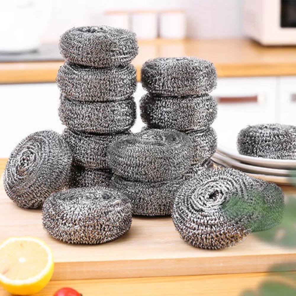 30 Stück Edelstahl-Schwämme Scheuerschwämme Reinigungsball Eisenrostscheuerschwamm Scheuerschwammkugel für Topf Pfanne Geschirrreinigung