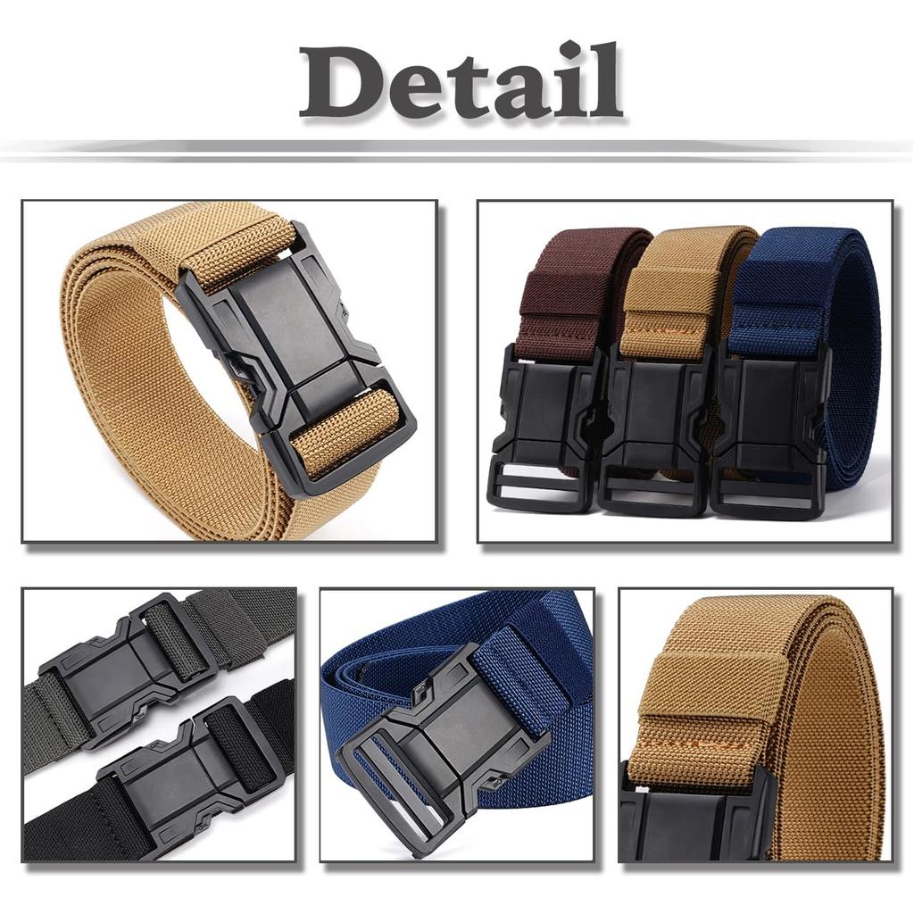 [White Fang] Nylon Buckle Belt, Casual, Lightweight, Outdoor, Tactical, Work Pants, Men's BTA397 (Black)