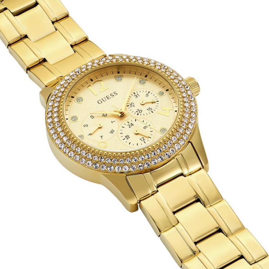 Guess Altın Üç İğneli Paslanmaz Çelik Kordonlu Kadın Kuvars Saati - W1097L2