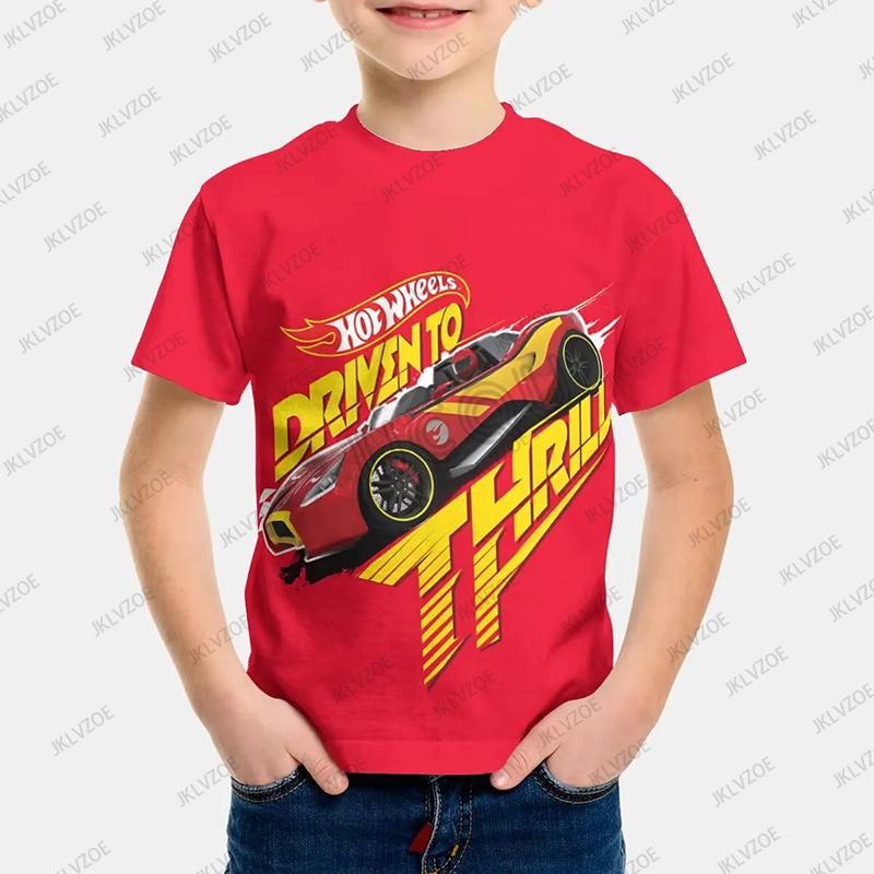 

MINISO Summer New Disney Hot Wheels Print Children T-shirt Short Sleeve O-neck Tees Boys and Girls Clothes Casual Kids/Adult Top 100