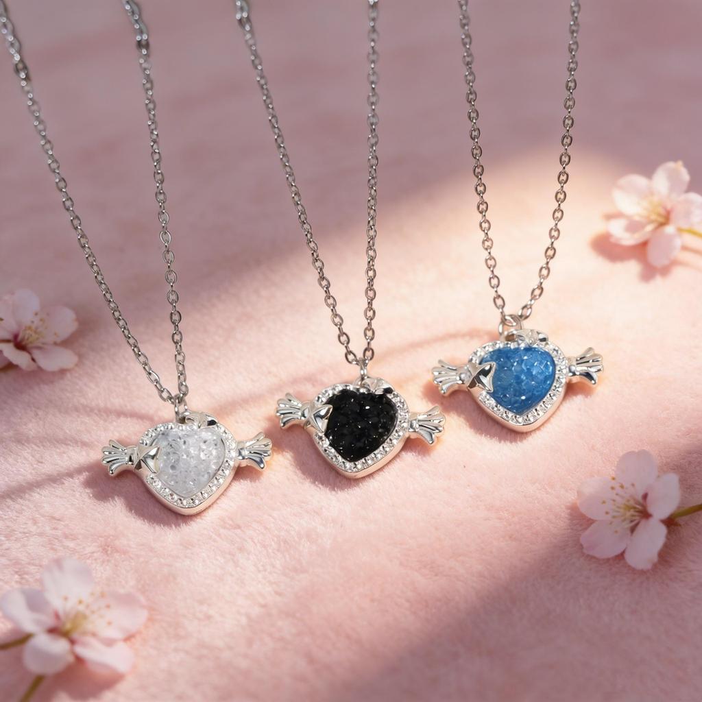 Iridescent Rhinestone Heart Necklace - Cupid’s Arrow Clavicle Chain for Women