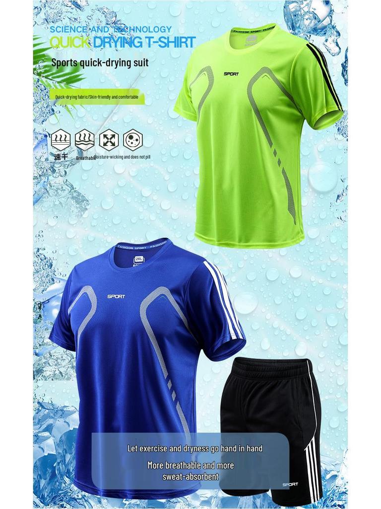 Herr Snabbtorkande Lös Passform Kortärmad Löpar T-shirt - Plus Size Casual Sportkläder