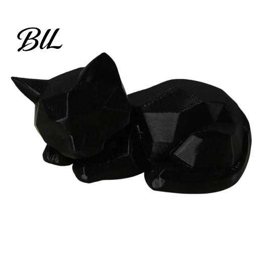 Smooth Surface Cat Model 3D Printed Sleeping Figurines, Geometric Statue, Minimalist Cute Fine Craftsmanship Figurine Art Crafts Decoration
