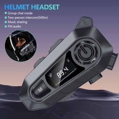 Wireless Motorcycle Helmet Headset BT5.3 Handfree Call Waterproof Moto Headphones FM Radio Music Sharing LED Display for Rider