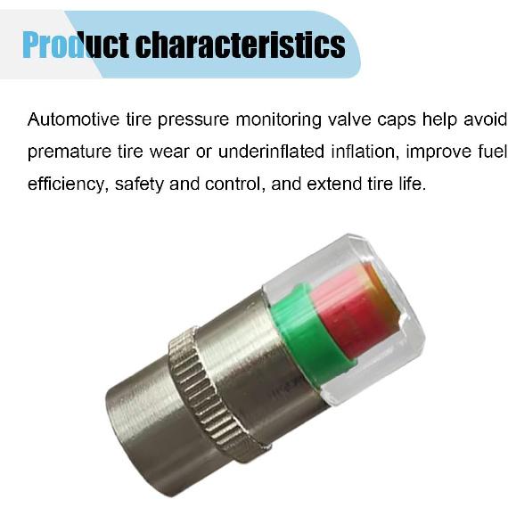 12PCS Car Tire Pressure Monitor Valve Stem Caps, 3-Color Eye Alert Valve Stem Caps Sensor Indicator, 2.4Bar 36PSI Tire Pressure Gauge Valve Caps For