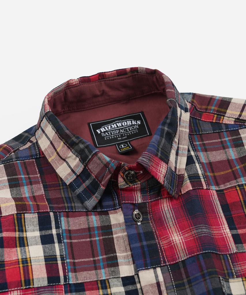 FRIZMWORKS Madras Patchwork Relaxed Shirt _ Wine