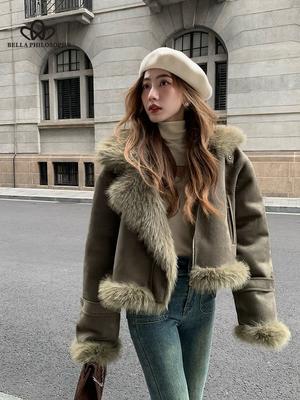 Winter New Thickened Warm Short Coat Korean Style Slimming Casual Loose Faux Fur Liner Jacket