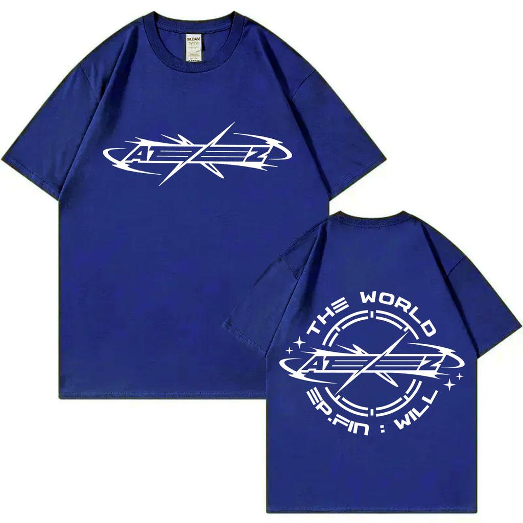 Ateez New Album The World Ep Fin Will Graphic T Shirts Unisex Women Kpop Hip Hop Oversized Tshirts Fashion Casual Cotton Tshirt