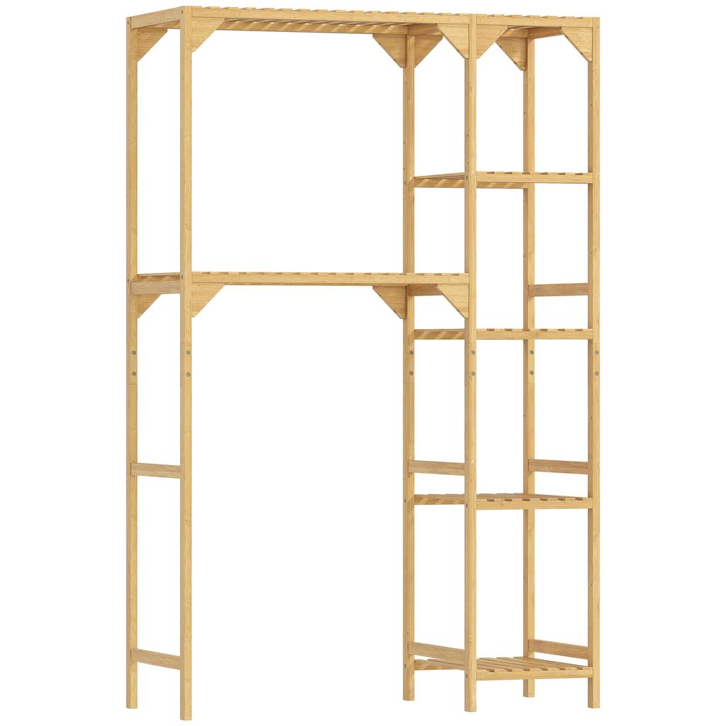 Bamboo Shelf Above Washing Machine, Bathroom Cabinet, Reversible Shelves, Natural Wood