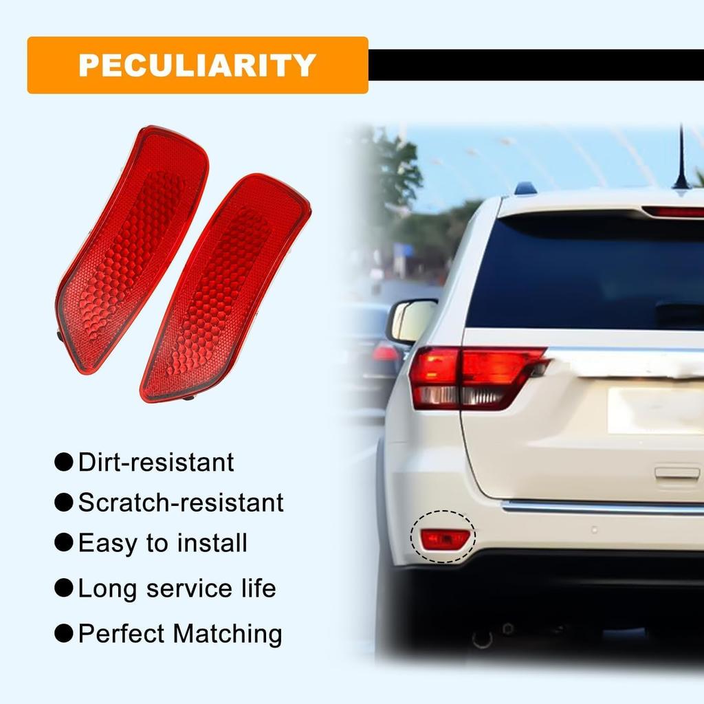 2Pcs Rear Bumper Reflector Light Lamp Compatible with Jeep Grand Cherokee 2011-, Dodge Journey 2011-, Compass 2011-2017 Replaces 57010720AC